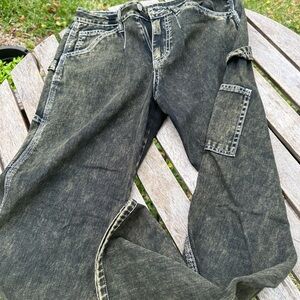 Dickies girl’s jeans,size 26,black and green color.,full,carpenter style.